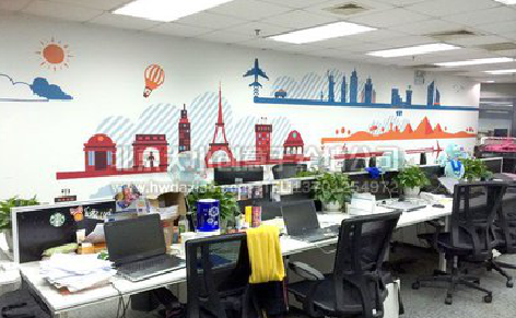 元阳教你设计办公室墙绘的方法。